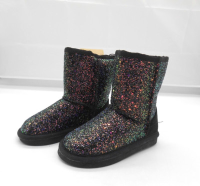 Thereabouts Atlantis Black Sparkly Shearling Style Boots Little Girl Size 6 M