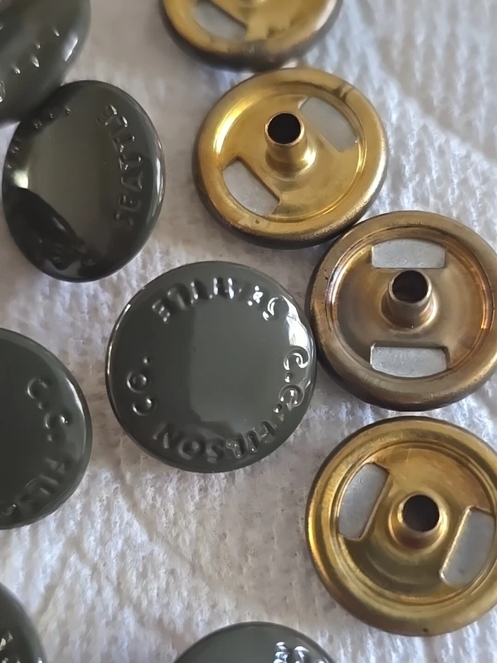 Nuevo lote de 18 sujetadores a presión de costura vintage C. C. Filson Seattle MARRÓN cada uno. Foto 2 de 4