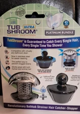 TubShroom Ultra Platinum Bundle Bathtub Strainer Hair Catcher Stopper