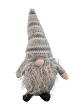 New Christmas Holiday Everyday Gray White Plush Gnome 19" Gray Wavy Beard