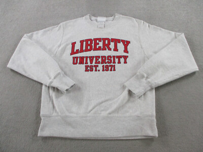 Liberty University Sweater Adult Small Gray Champion Reverse Weave  Sweatshirt