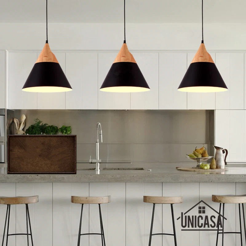 3X Kitchen Pendant Lighting Bar Lamp Black Pendant Light Modern