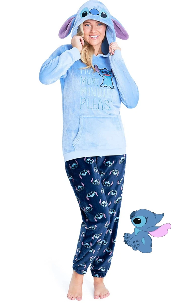 Disney Lilo and Stitch All in One Pyjamas, Warm Fleece Sleepwear for Women