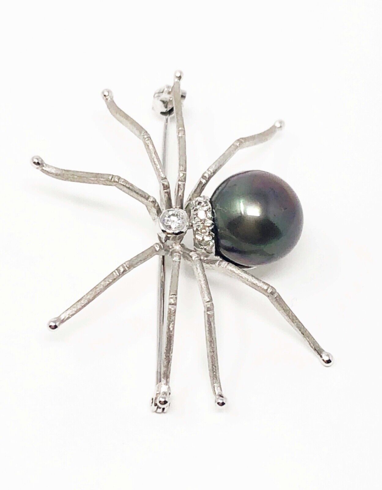 18 Karat White Gold Diamond Spider Brooch Pin - Upper-Luxury