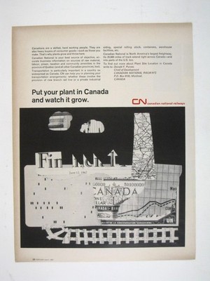 Printanzeige Canadian National Railways Put Your Plant In Canada Watch It Grow 1967