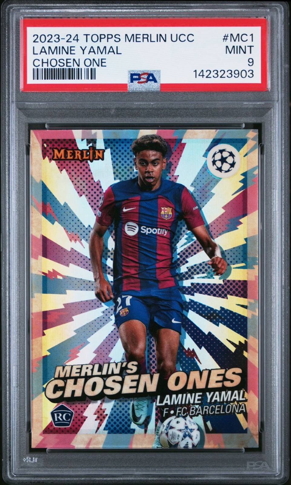 2023-24 Topps Merlin UCC Lamine Yamal Chosen One Rookie #MC-1 PSA 9