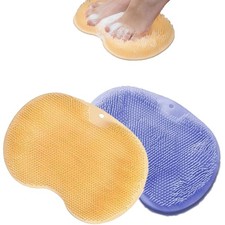 Hfpengzan 2pc Shower Foot Back Scrubber, Wall Yellow Blue, Yellow blue