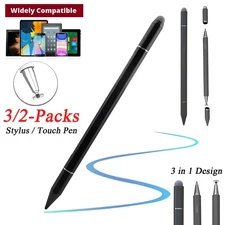 3/2-Packs 3-in-1 Capacitive Stylus For iPad/Samsung/Apples Magnetic Touch Pen