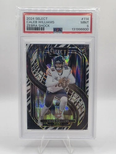 🦓 CALEB WILLIAMS 2024 Panini Select Premier Level Zebra Shock Prizm PSA 9 Bears