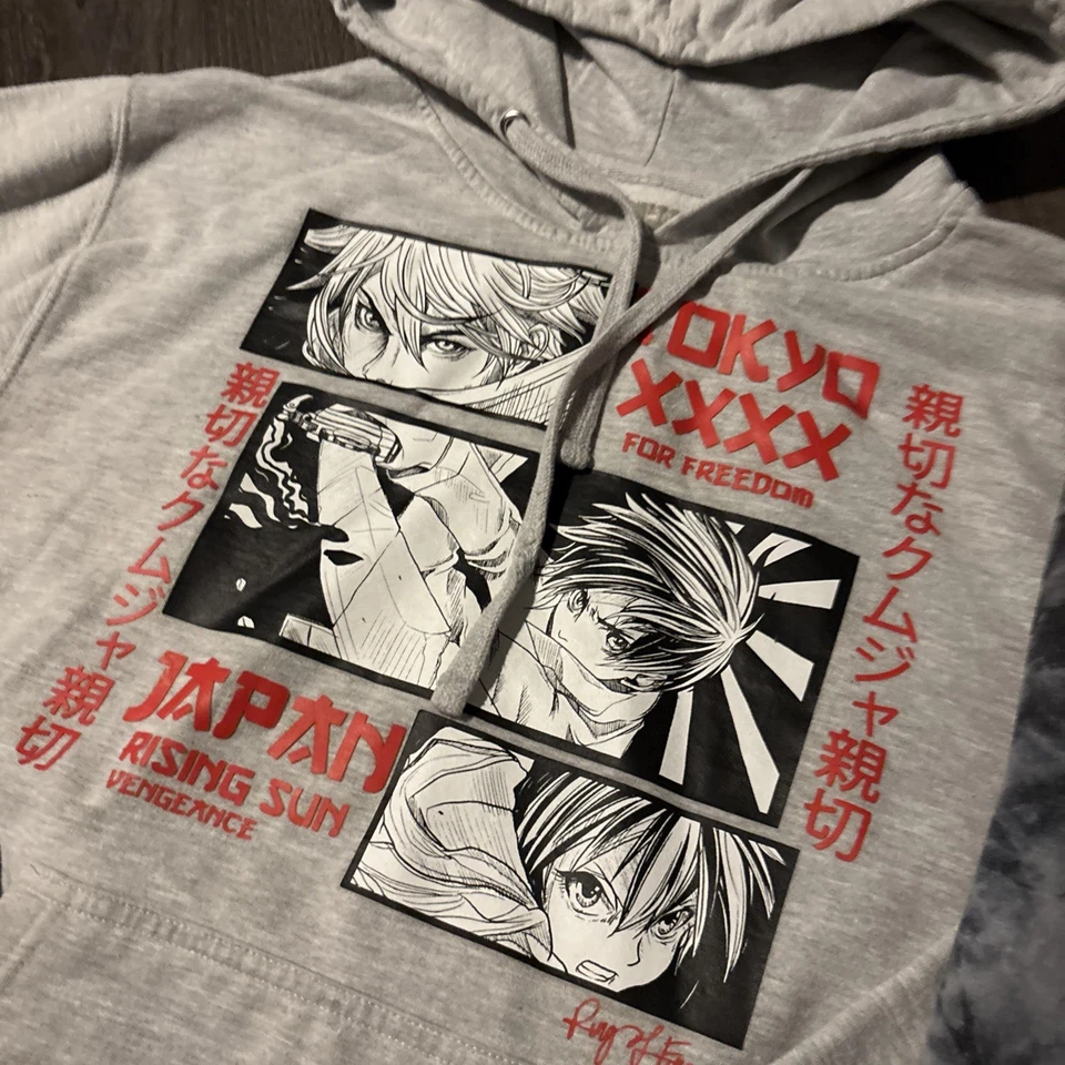 Lote (2) sudaderas con capucha de anime y Tokio Japón para hombre talla mediana - sol naciente y tie dye Foto 3 de 4