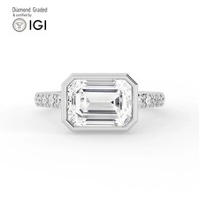 Emerald Diamond Engagement Ring Platinum Labgrown 3.65 Ct Solitaire