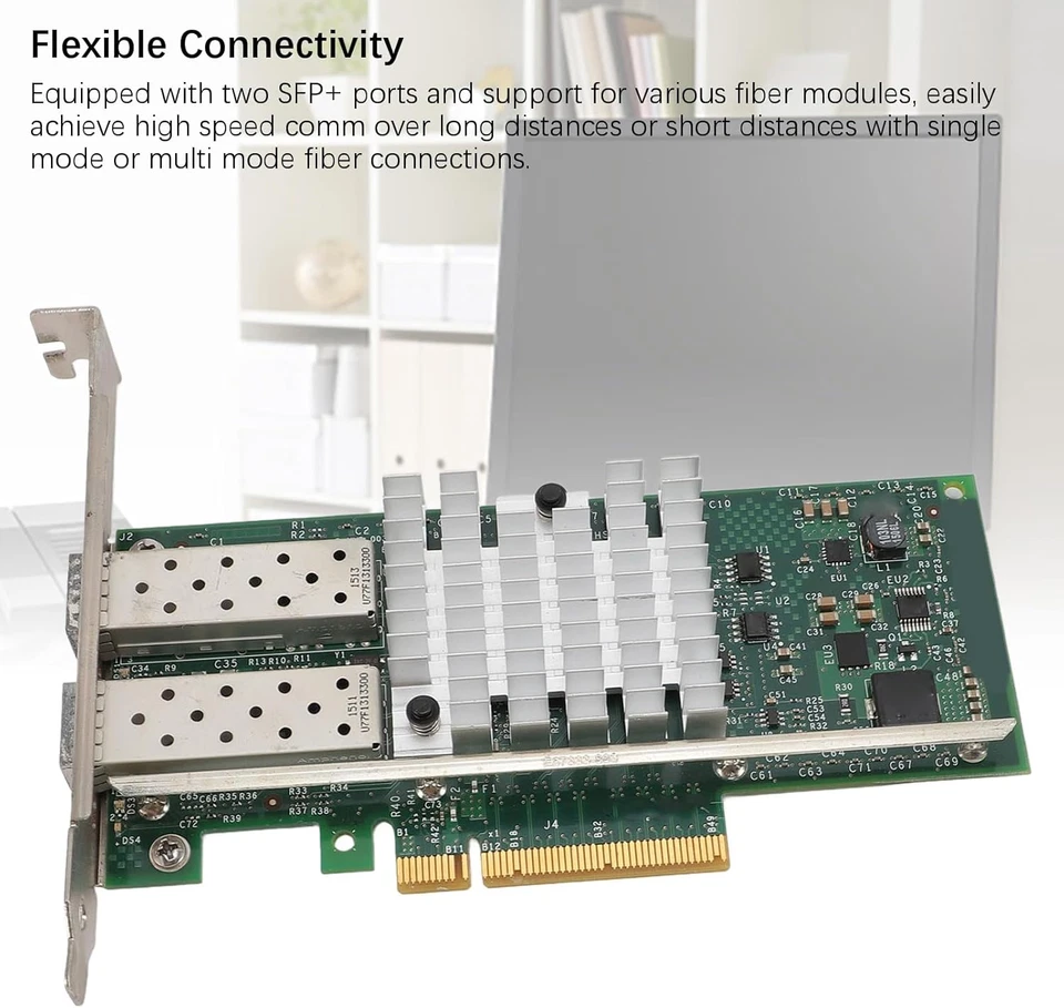 X520-DA2 Scheda Di Rete SFP+ PCIE Da 10 Gb Scheda LAN Ethernet Convergente Doppi - Immagine 2 di 4