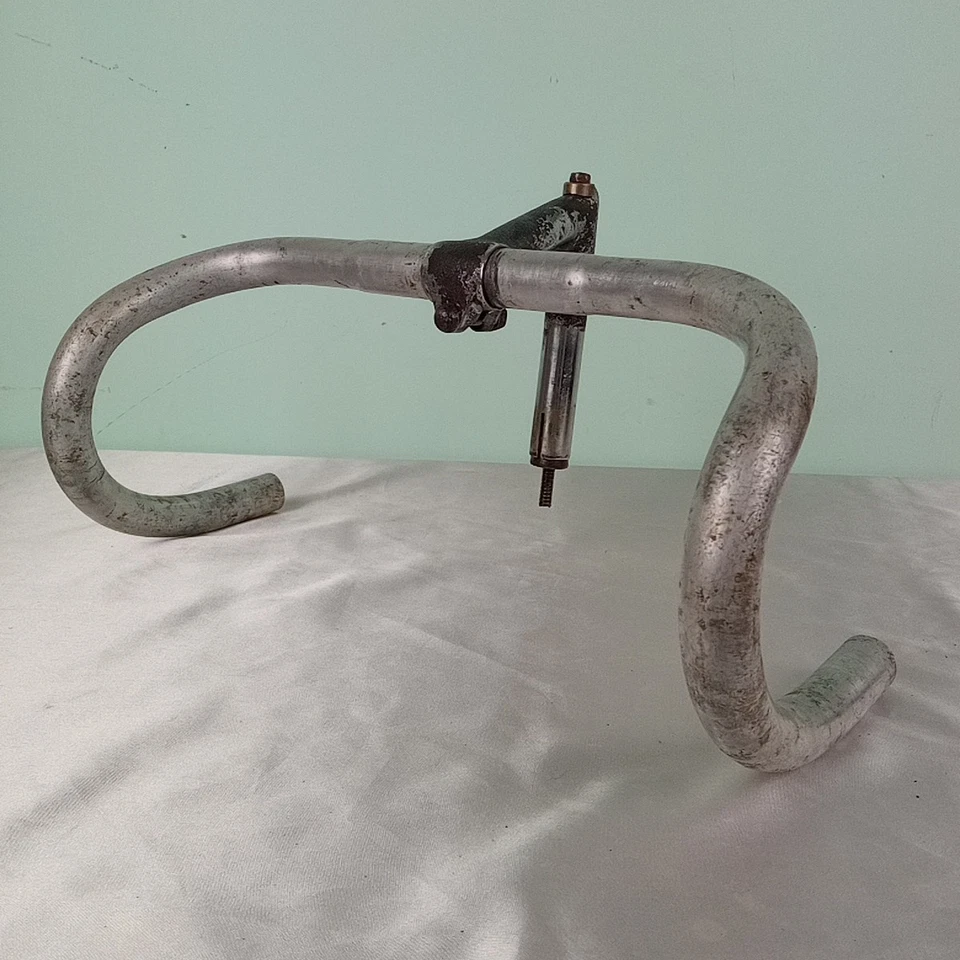 Manubrio Bicicletta Corsa AMBROSIO CHAMPION Pipa Piega Epoca anni '50 Conservato - Immagine 2 di 4