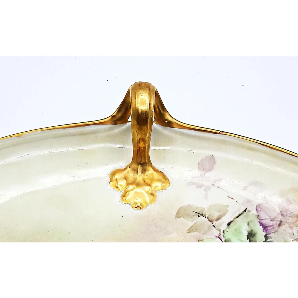 Винтажное лиможское блюдо с цветочной ручкой с ручной росписью  - Изображение 2 из 4