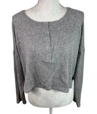 Garage Women's M Oversized Boxy Waffle Weave Cropped Knit Top