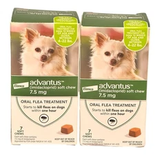 Lot of 2 Advantus for Fleas Chewable 7 Chews for Dogs 7.5mg 4-22 lbs Exp. 1/28