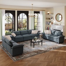 Modular Sectional Sofa Chenille Cloud Couch with Chaise and Cushion 7/5/4/3-Seat