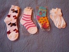 4 Pair Girls Ankle Socks Various Sizes Ruffles Pink Stripes Girlfriends Scotties