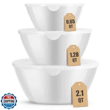 CherHome Mixing Bowls with Lids Set of 3，Lightweight Serving Bowl with lid，Ne