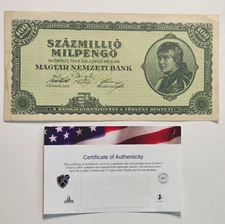 Hungary 100,000,000,000,000 P-130 1946 Szazmillio Mil Pengo XF Hungarian NOTE