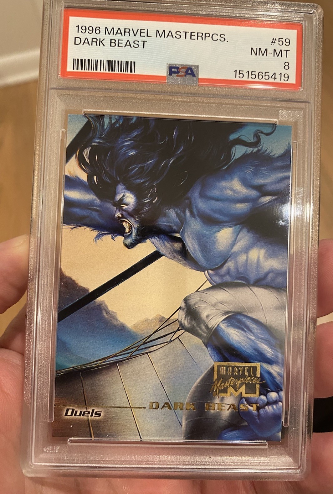 1996 MARVEL MASTERPIECES DARK BEAST PSA 8