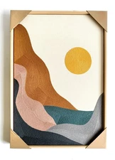 New BP Home Woven Embroidered Textile Wall Art Warm Mountain Waves Decor 18”x26”