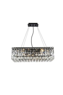 Elegant Lighting V2034D24/RC Maxime 6 Light 24''W Crystal Linear - Black