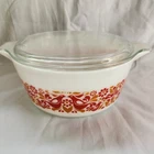 Vtg Pyrex Friendship Bird Casserole 475-B 2 1/2 qt Cinderella Handle Clear Lid