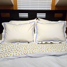 RALPH LAUREN 100 COTTON WHITE BLUE PILLOW SHAMS SET 2 BEDDING LINENS COASTAL