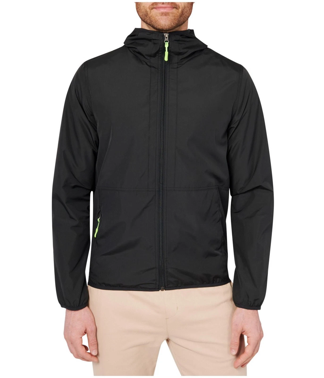 Society of Threads Mens Solid Windbreaker Jacket, Black, Small