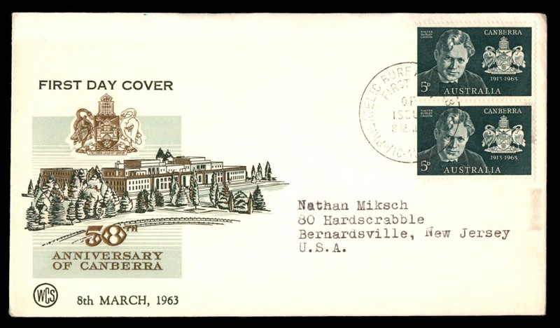 Mayfairstamps Australia FDC 1963 pair 50th anniversary of Canberra First Day Cov