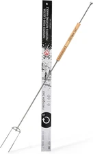 Extra Long Cooking Fork with Patented Rotating Handle and Food Ejector. Stainles