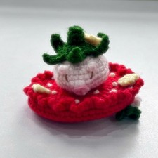 Handmade Crochet Strawberry hamster Mirror
