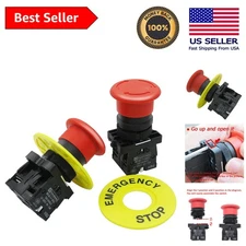 2pcs Red Mushroom Emergency Stop Push Button Switch - 660V 10A Safety Device