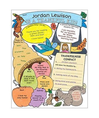 Personal Poster Set: I'm a Thankful Kid! [3-6]: Write-And-Read Learning Posters 