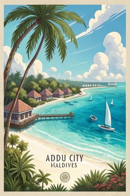 Majestic Addu City, Maldives - Exotic Tropical Paradise Travel Poster A1-A4 Post