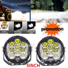2X 5" LED Work Light Bar Spot Fog Pod Amber/W Fit Jeep Wrangler JK TJ CJ Offroad