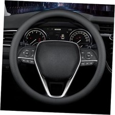 LKWLIKEI Nappa Premium Leather car Steering Wheel Cover, Non-Slip, Black