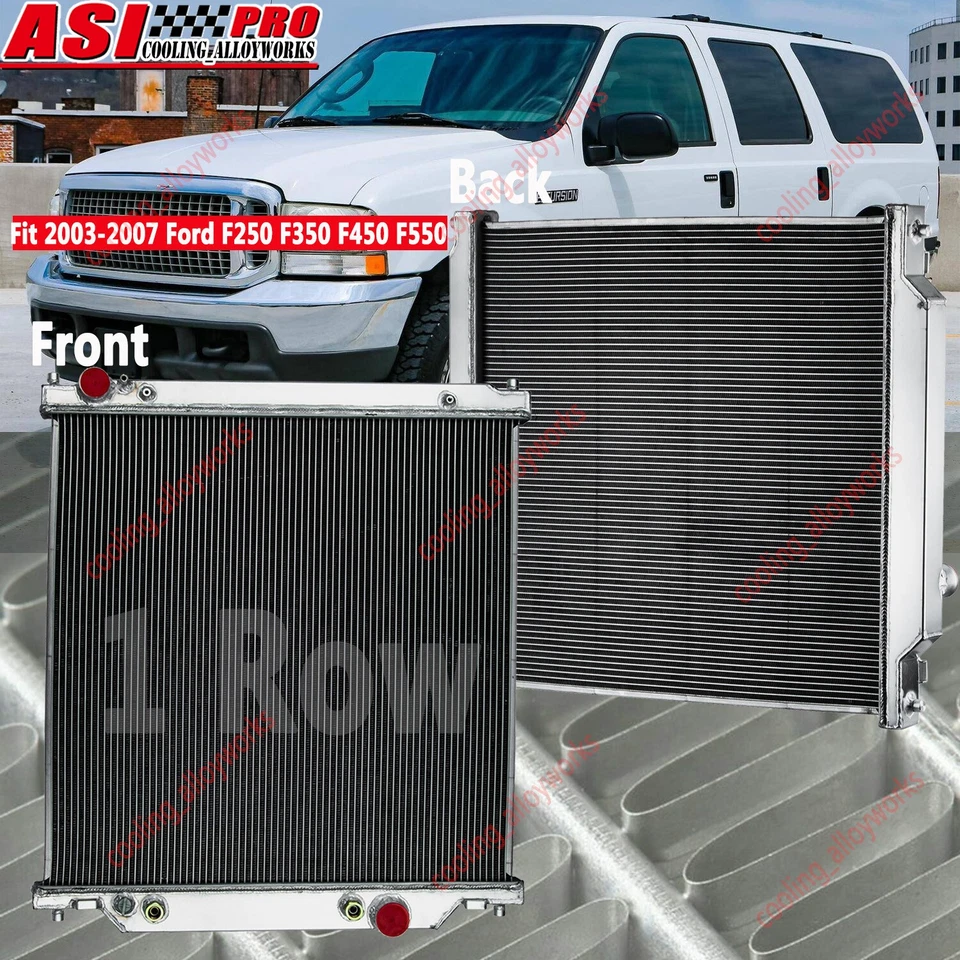 Fit 2003-2007 Ford F250 F350 F450 F550 Powerstroke 6.0L V8 AT Radiator Aluminum. Foto 2 de 4