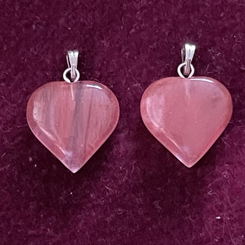 Neu 2er Set Kirschquarz Puff Herz Kristall Charm für Schmuckherstellung Handwerk - Bild 1 von 4