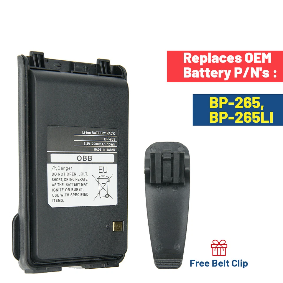 10PC 2200mAh BP-265 Li-ion Battery for ICOM IC-T70A IC-T70E IC-V80 IC-V80E Radio - Image 4 of 4