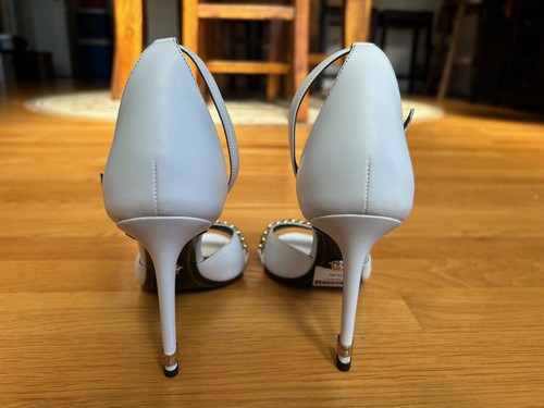 VERSACE White Medusa Insignia Chain-Link Leather Sandals Size 8 IT 38 Very Good - Picture 6 of 15