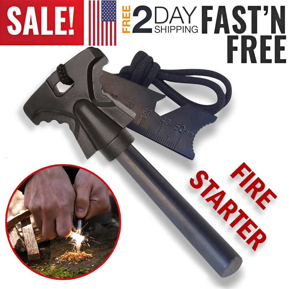 Details about  / 2Pc Fire Starter Flint Steel Survival Kit Striker Ferro Rod Outdoor Camping Tool