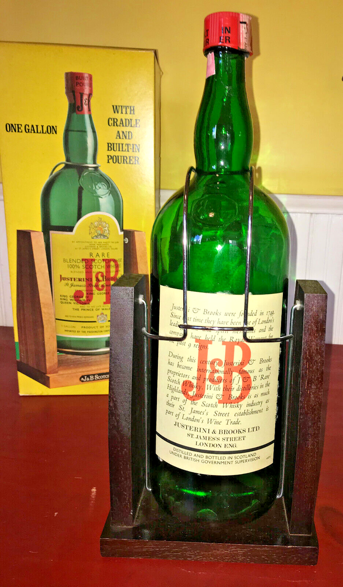 Vintage J & B Rare Scotch Whiskey Empty Bottle Swing Bar Display