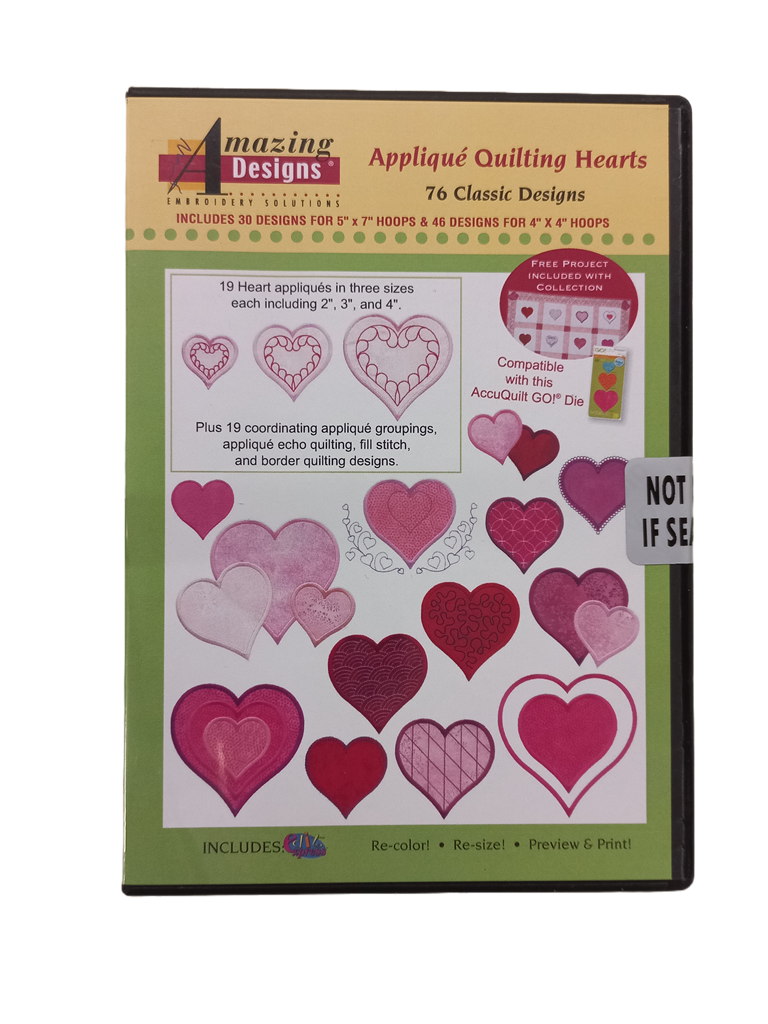 Appliqué Quilting Hearts - Amazing Designs - Machine Embroidery - CD # ADC-191