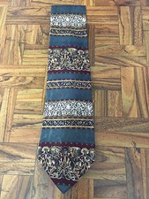MARCO PERVALI 100% Imported Silk Made in USA Men's Tie - Gold Gray Burgundy 58"