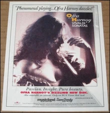 1994 Ofra Harnoy Vivaldi Sonatas Print Ad Album Advertisement Clipping 4.5"x5.5"
