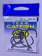 Team Catfish TC11Z sizes 3/0  5/0 6/0 & 8/0  Octopus Circle hooks  NIP CHOOSE