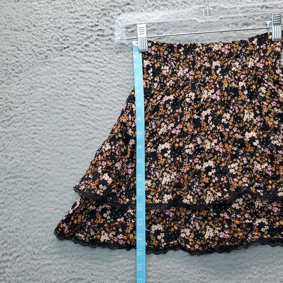 Hollister Flared Skirt Womens XS Multi Floral Ruffle Lace Trim Ultra High-Rise - Image 3 of 4