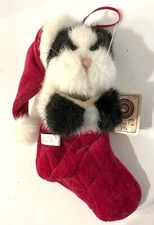 NWT BOYDS JOLLY S. STUFFINS #562032 PLUSH BLACK/WHITE CAT STOCKING CHRISTMAS